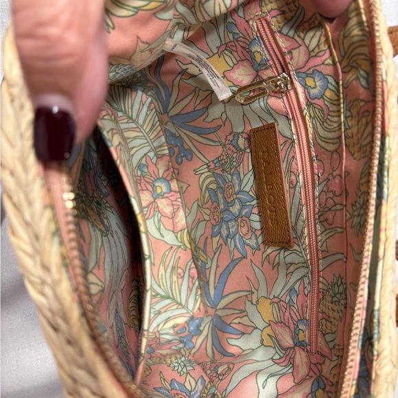 Talbots Cornhusk Woven Tote Bag with Brown Leather Accents - Picture 10 of 10